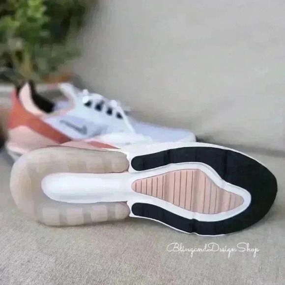 Women's Bling Nike Air Max 270 White Pink Sneakers made with Swarovski Crystals - Picture 8 of 9